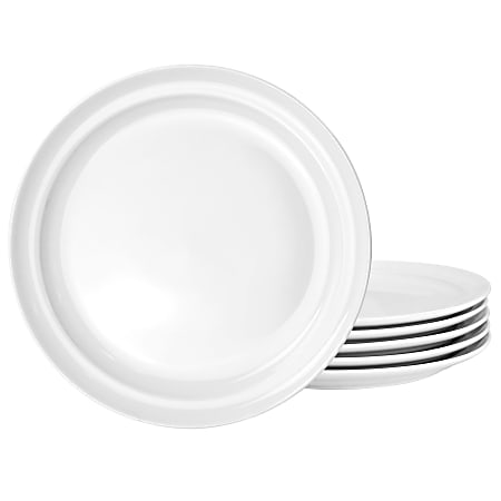 Martha Stewart 6-Piece Fine Ceramic Dinner Plate Set, 10-13/16”, White