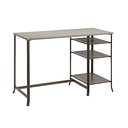 Sauder Center City 47"W Computer Desk, Taupe/Champagne Oak