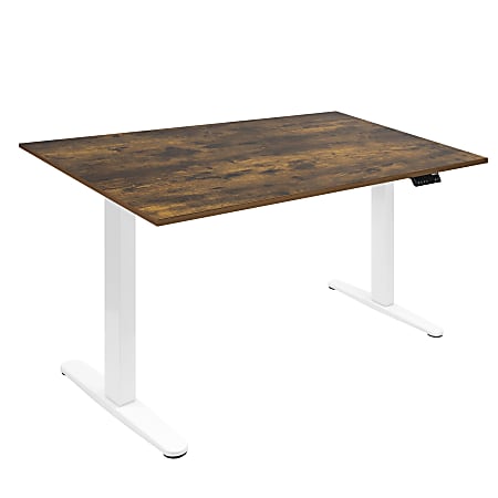 Mount-It! Dual Motor Electric 55"W Adjustable Height Standing Desk, Oak/White