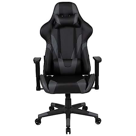 Flash Furniture X20 Ergonomic LeatherSoft High Back Racing Gaming Chair Gray Office Depot