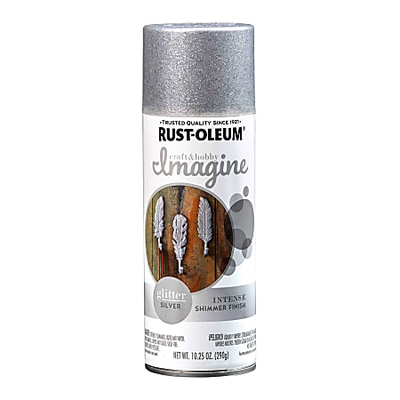 Rust-Oleum Imagine Craft and Hobby Glitter Spray Paint, 10.25 Oz, Silver, Pack Of 4 Cans