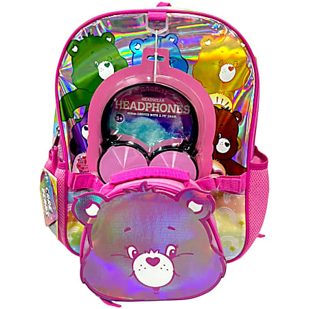 Care Bears 3-Piece Backpack Set With Headphones, Pink