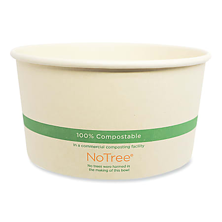 World Centric® No Tree™ Wide Paper Bowls, 32 oz, 5.9" Diameter x 3.1" h, Natural, Sugarcane, 300/Carton