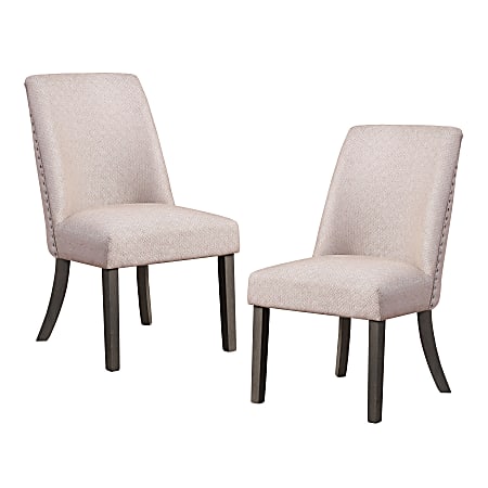 Office Star Evelina Fabric/Wood Dining Chairs, 37-3/4”H x 21”W x 26”D, Anthony Doe, Pack Of 2 Chairs