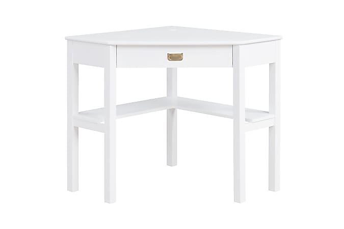 Linon Ari 29"W Home Office Corner Writing Desk, White