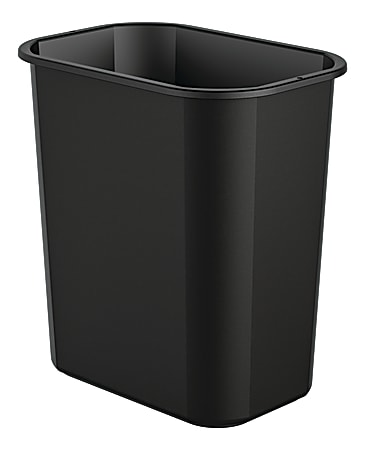 Suncast Commercial Desk-Side Rectangular Resin Trash Cans, 3 Gallons, Black, Pack of 12 Trash Cans