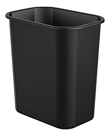 Suncast Commercial Desk-Side Rectangular Resin Trash Cans, 3 Gallons, Black, Pack Of 12 Trash Cans
