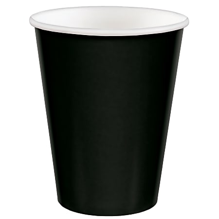 Amscan 68015 Solid Paper Cups, 9 Oz, Jet Black, 20 Cups Per Pack, Case Of 6 Packs