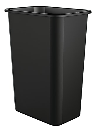 Suncast Commercial Desk-Side Rectangular Resin Trash Can, 10 Gallons, Black, Box of 12