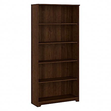 Bush Business Furniture Cabot 67"H 5-Shelf Bookcase, Modern Walnut, Standard Delivery