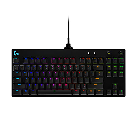 Logitech G Pro TKL Mechanical Wired Gaming Keyboard GX Blue Clicky Switch and LIGHTSYNC RGB Backlit Keys Black Office Depot