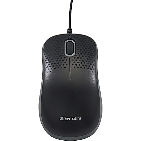 Verbatim Corded Optical Mouse - Black - Optical - Cable - Black - Scroll Wheel