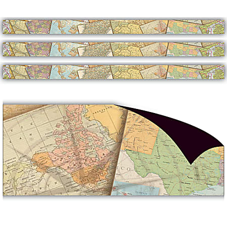 Teacher Created Resources Magnetic Border, Travel The Map, 24' Per Pack, Set Of 3 Packs