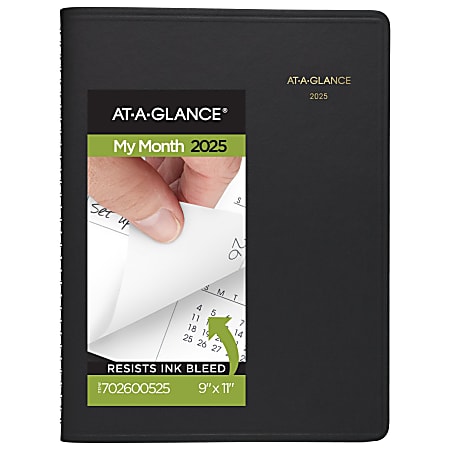 2025-2026 AT-A-GLANCE® Monthly Planner, 9" x 11", Black, January To March, 7026005