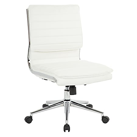 Office Star™ Pro-Line II™ SPX Armless Bonded Leather Mid-Back Chair, White/Chrome