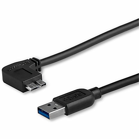 StarTech.com 1m 3 ft Slim Micro USB 3.0 Cable - M/M - USB 3.0 A to Left-Angle Micro USB - USB 3.1 Gen 1 (5 Gbps) - 3.28 ft USB Data Transfer Cable