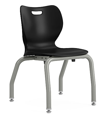 HON SmartLink Plastic 4-Leg Stackable Chairs, Onyx/Platinum, Set Of 4 Chairs