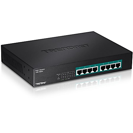 TRENDnet 8-Port 10/100 Mbps GREENnet PoE+ Switch; TPE-T80H; Rack Mountable; 8 x 10/100 Mbps PoE+ Ports; Up to 30 Watts Per Port with 125 W Total Power Budget; Lifetime Protection - 8-port GREENnet 10/100 PoE+ switch