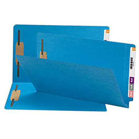 Smead® Shelf-Master® Color Fastener Folders, Legal Size, Blue, Box Of 50