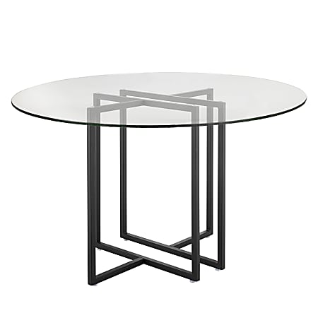 Eurostyle Legend Round Dining Table, 30”H x 48”W x 48”D, Clear/Matte Black