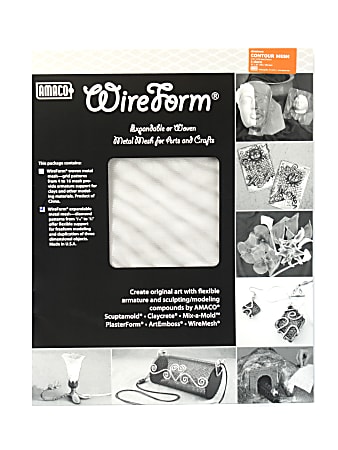 Amaco WireForm Metal Mesh, Aluminum, Woven Contour Mesh, 1/16" Pattern, 16" x 20" Sheets, Pack Of 3