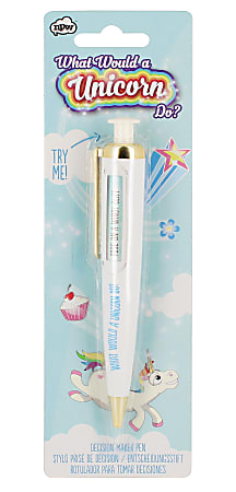 NPW Unicorn Decision Maker Pen, Medium Point, 0.5 mm, White Barrel, Black Ink