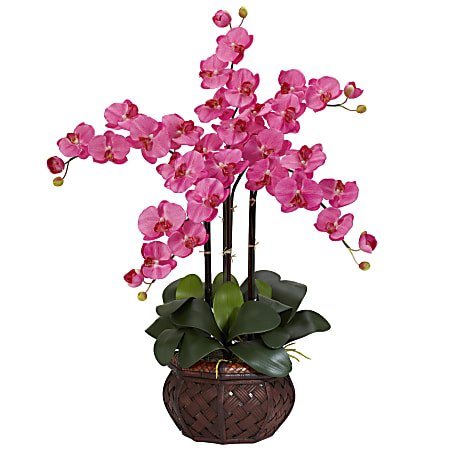 Nearly Natural 31"H Silk Phalaenopsis Arrangement With Decorative Pot, Dark Pink