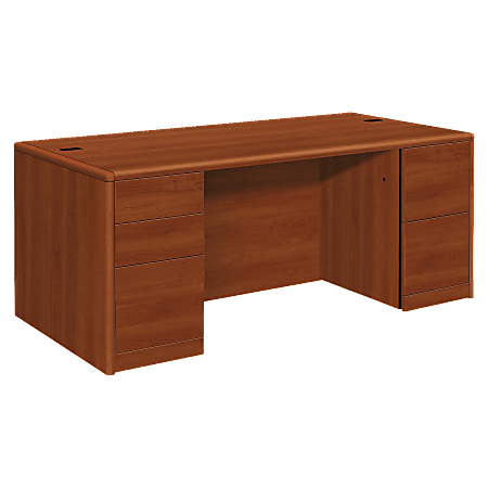 HON® 10700 Series Double-Pedestal Desk, Cognac