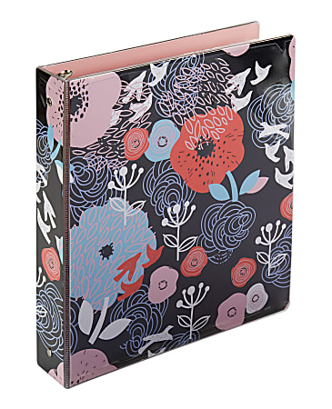 Office Depot® Brand Fashion 3-Ring Binder, 1 1/2" Oval Rings, 100% Recycled, Big Flowers