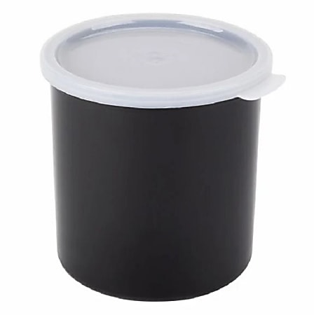 Cambro Round Crocks With Lids, 1.2-Quart, Black/Clear, Set Of 12 Crocks
