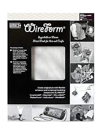 Amaco WireForm Metal Mesh, Aluminum, Woven Sparkle Mesh, 1/8" Pattern, 16" x 20" Sheets, Pack Of 3