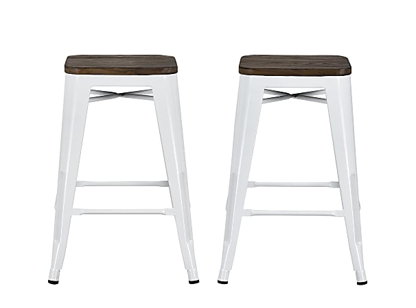 DHP Fusion Backless Counter Stool, White