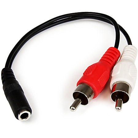 StarTech.com 6in Stereo Audio Cable - 3.5mm Female to 2x RCA Male - 6" Mini-phone/RCA Audio Cable for Audio Device, iPod, MP3 Player - First End: 1 x Mini-phone Female Stereo Audio - Second End: 2 x RCA Male Stereo Audio- Black