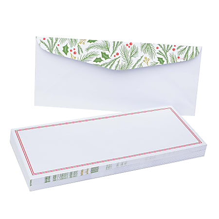 Gartner Studios® Holiday-Themed Envelopes, #10, 4 1/8" x 9 1/2", Holly Bough, Pack Of 40