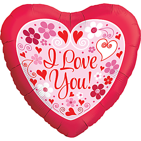 Amscan Love Foil Balloon, 18", Love Daisies &amp; Swirls