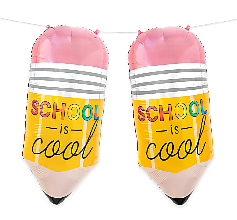 Office Depot® Back-To-School Foil Balloons, Pencils, 25" x 12-1/2", Pack Of 2 Balloons
