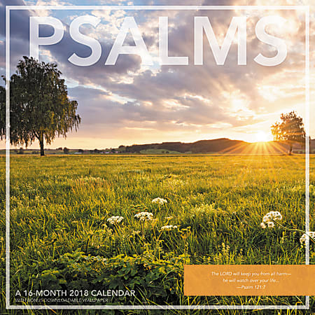 Landmark® Psalms Monthly Wall Calendar, 12" x 12", Multicolor, January to December 2018