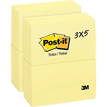 Post-it® Notes Original Notepads - 5" x 3" - Removable - 24 / Bundle