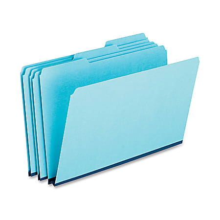 Oxford® 1/3-Cut Pressboard Tab Folders, Legal Size, 65% Recycled, Blue, Box Of 25
