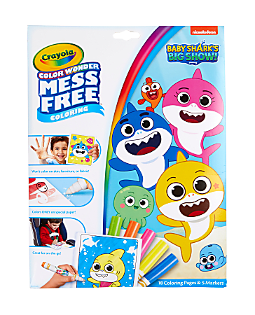 Crayola Color Wonder Mess Free Coloring Pads Markers Baby Shark Pack Of