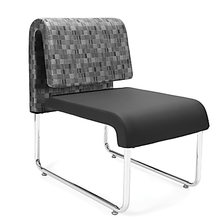 OFM Uno Lounge Chair, 20 1/2"H x 28 1/2"W x 28 1/2"D, Nickel/Black