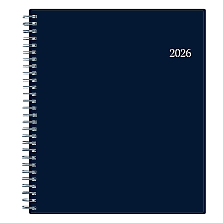 2026 Blue Sky Monthly Planner, 8” x 10”, Passages/Solid Navy, January To December, 148660