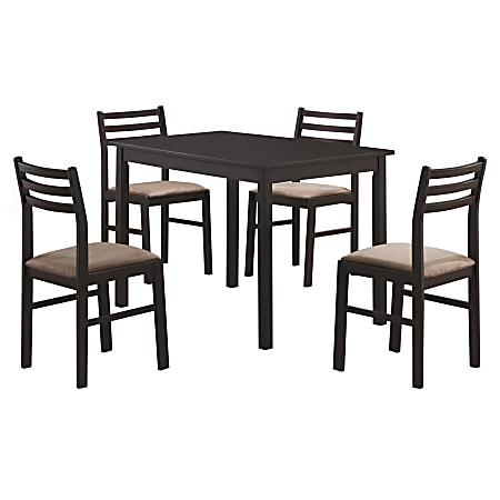 Monarch Specialties Alice Dining Table With 4 Chairs, Cappuccino 