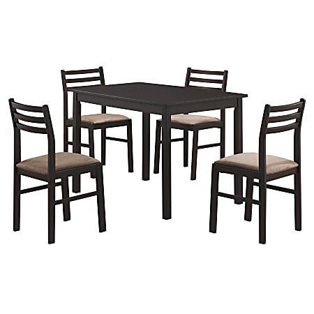 Monarch Specialties Alice Dining Table With 4 Chairs, Cappuccino