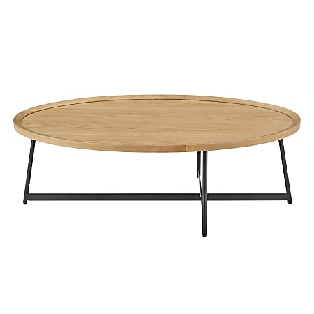 Eurostyle Niklaus Oval Coffee Table, 15-1/2”H x 47”W x 23-1/2”D, Black/Oak