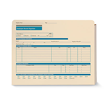 ComplyRight® Outer Jacket Organizer Expandable Folder for Employee Management, 12" x 9-1/2" x 1-1/4", Pack of 25
