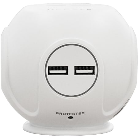 Accell Power Cutie - Compact surge protector with 3 540J surge protected AC outlets and 4 USB-A charging ports, 6ft cord, white - 3 x AC Power, 4 x USB - 1800 VA - 540 J - 120 V AC Input - 6 ft