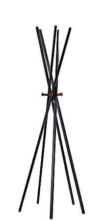 Adesso® Andrew Metal Coat Rack, 66-1/2"H x 23-1/2"W x 23-1/2"D, Matte Black/Walnut Ash