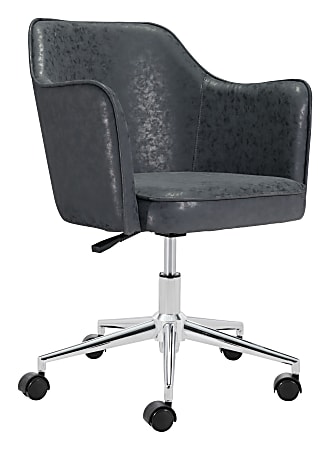 Zuo® Modern Keen Mid-Back Chair, Vintage Black/Chrome