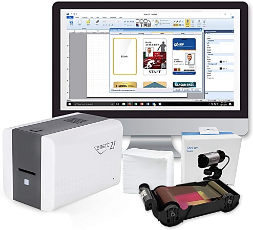 IDP SMART-21S Desktop Color ID Card Printer Bundle